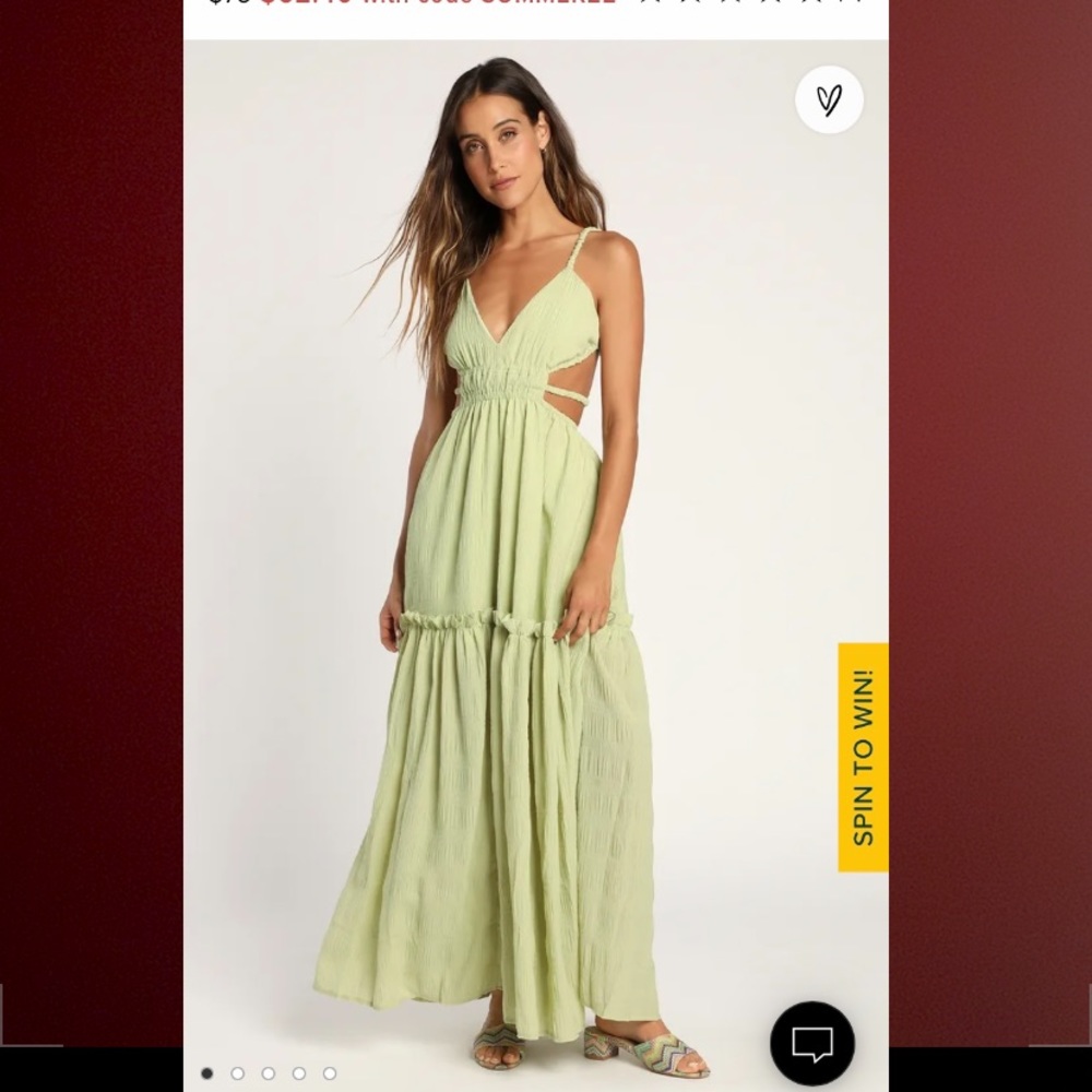 NWT LULUS SAGE GREEN BACKLESS MAXI DRESS
